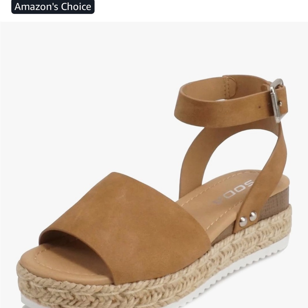 Soda Tan Platform Sandals with Ankle Strap
